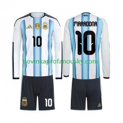 Argentina Dres Maradona 10 Domácí Fotbalové Dresy pro Děti MS ve fotbale 2026 Dlouhý rukáv