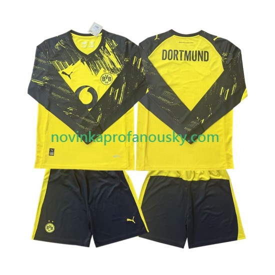 Borussia Dortmund Dres Domácí Fotbalové Dresy pro Děti 2025-2026 Dlouhý rukáv