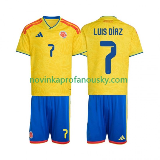 Kolumbie Dres Luis Diaz 7 Domácí Fotbalové Dresy pro Děti MS ve fotbale 2026 Krátký rukáv