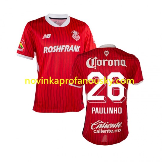 Dres Deportivo Toluca Paulinho 26 Domácí Fotbalové Dresy pro Muže 2024-2025 Krátký rukáv