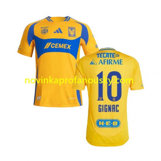 Tigres UANL Dres Gignac 10 Domácí Fotbalové Dresy pro Muže 2024-2025 Krátký rukáv