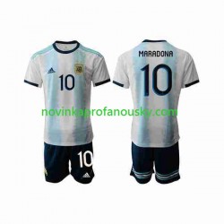 Argentina Dres Maradona 10 2019-2020 Domácí Fotbalové Dresy pro Děti Krátký rukáv