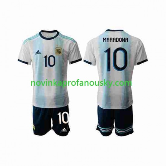 Argentina Dres Maradona 10 2019-2020 Domácí Fotbalové Dresy pro Děti Krátký rukáv