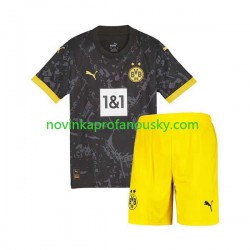 Borussia Dortmund Dres Venkovní Fotbalové Dresy pro Děti 2023-2024 Krátký rukáv