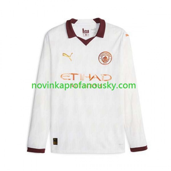 Manchester City Dres Venkovní Fotbalové Dresy pro Muže 2023-2024 Dlouhý rukáv