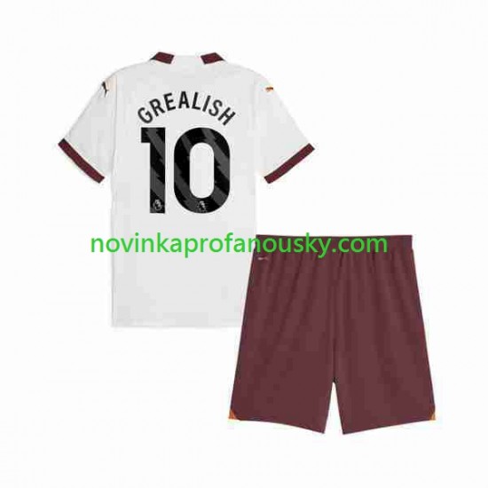 Manchester City Dres Jack Grealish 10 Venkovní Fotbalové Dresy pro Děti 2023-2024 Krátký rukáv