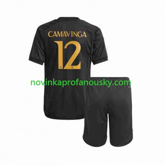 Real Madrid Dres Eduardo Camavinga 12 Alternativní Fotbalové Dresy pro Děti 2023-2024 Krátký rukáv