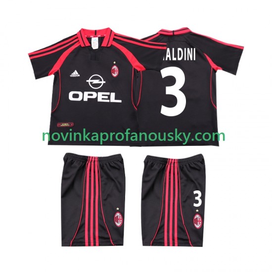 AC Milán Dres MALDINI 3 2000 2001 Retro Alternativní Fotbalové Dresy pro Děti Krátký rukáv