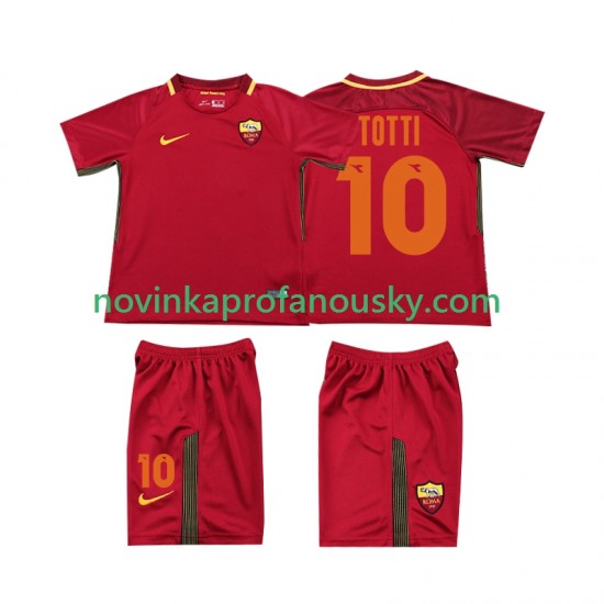 AS Řím Dres Totti 10 2017-2018 Retro Domácí Fotbalové Dresy pro Děti Krátký rukáv