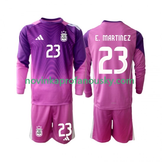 Argentina Dres Emiliano Martinez 23 Brankářské Domácí Fotbalové Dresy pro Děti 2025 Dlouhý rukáv