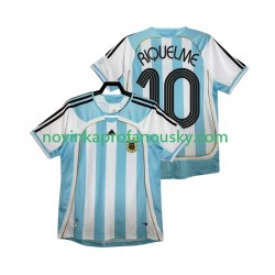 Argentina Dres RIQUELME 10 Retro Domácí Fotbalové Dresy pro Muže 2006 Krátký rukáv