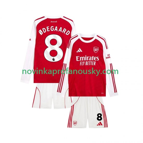 Arsenal Dres Martin Odegaard 8 Domácí Fotbalové Dresy pro Děti 2025-2026 Dlouhý rukáv