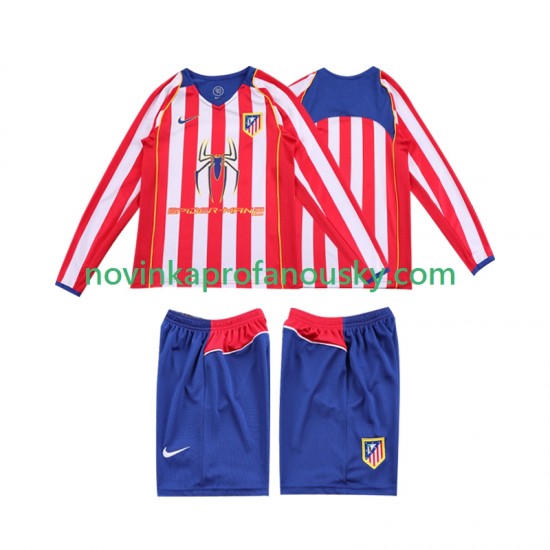 Atlético Madrid Dres 2005 Retro Domácí Fotbalové Dresy pro Děti 2004 Dlouhý rukáv