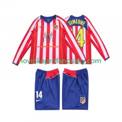 Atlético Madrid Dres SIMEONE 14 2005 Retro Domácí Fotbalové Dresy pro Děti 2004 Dlouhý rukáv