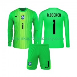 Brazílie Dres Alisson Becker 1 Brankářské Domácí Fotbalové Dresy pro Děti 2026 Dlouhý rukáv