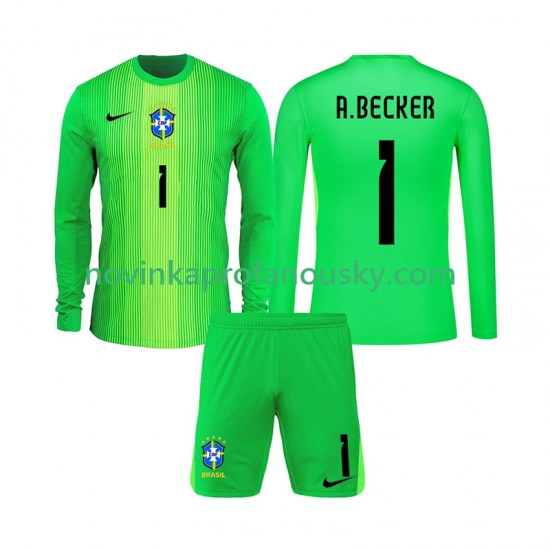Brazílie Dres Alisson Becker 1 Brankářské Domácí Fotbalové Dresy pro Děti 2026 Dlouhý rukáv