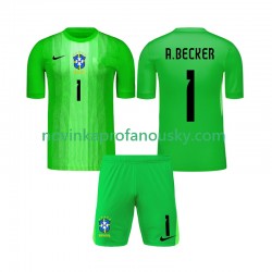 Brazílie Dres Alisson Becker 1 Brankářské Domácí Fotbalové Dresy pro Děti 2026 Krátký rukáv
