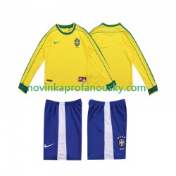 Brazílie Dres Retro Domácí Fotbalové Dresy pro Děti 1998 Dlouhý rukáv