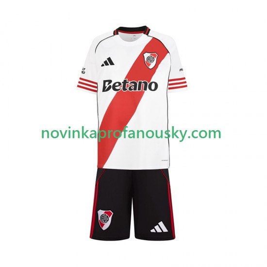 CA River Plate Dres Domácí Fotbalové Dresy pro Děti 2025-2026 Krátký rukáv