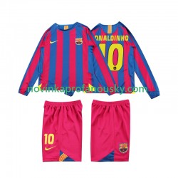 FC Barcelona Dres RONALDINHO 10 2005 Retro Domácí Fotbalové Dresy pro Děti 2006 Dlouhý rukáv