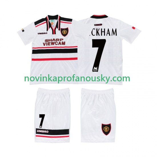 Manchester United Dres BECKHAM 7 Retro Venkovní Fotbalové Dresy pro Děti 1998 Krátký rukáv