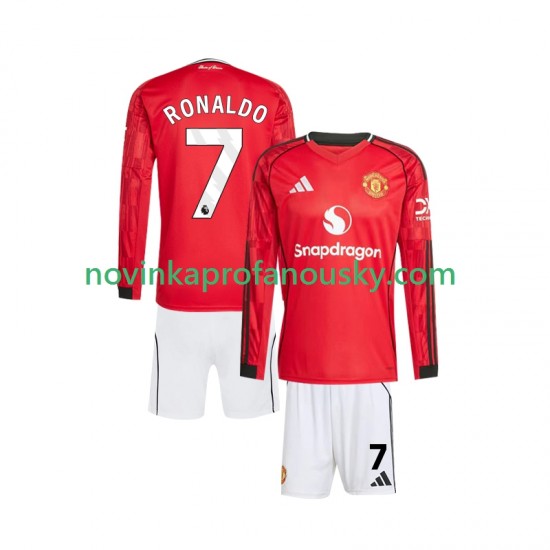 Manchester United Dres Cristiano Ronaldo 7 Domácí Fotbalové Dresy pro Děti 2025-2026 Dlouhý rukáv