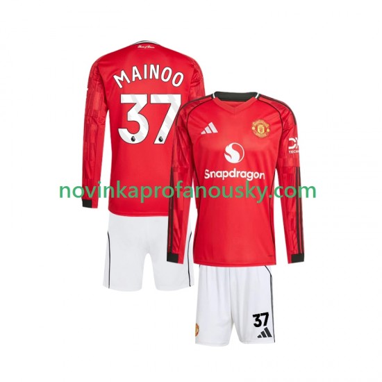 Manchester United Dres Kobbie Mainoo 37 Domácí Fotbalové Dresy pro Děti 2025-2026 Dlouhý rukáv