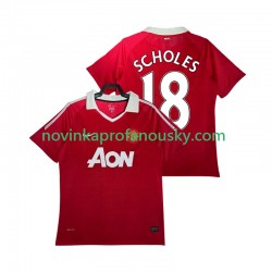 Manchester United Dres SCHOLES 18 Retro Domácí Fotbalové Dresy pro Muže 2011 2010 Krátký rukáv
