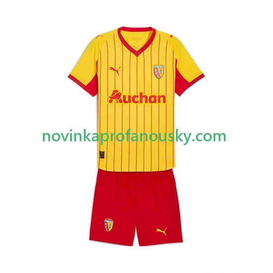 RC Lens Dres Domácí Fotbalové Dresy pro Děti 2025-2026 Krátký rukáv