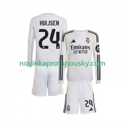 Real Madrid Dres Huijsen 24 Domácí Fotbalové Dresy pro Děti 2025-2026 Dlouhý rukáv
