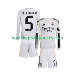 Real Madrid Dres Jude Bellingham 5 Domácí Fotbalové Dresy pro Děti 2025-2026 Dlouhý rukáv