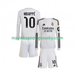 Real Madrid Dres Mbappé Kylian 10 Domácí Fotbalové Dresy pro Děti 2025-2026 Dlouhý rukáv