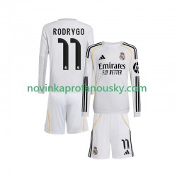 Real Madrid Dres Rodrygo 11 Domácí Fotbalové Dresy pro Děti 2025-2026 Dlouhý rukáv