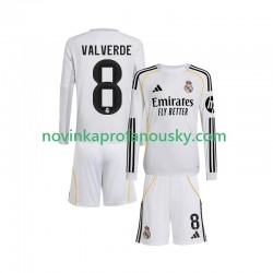 Real Madrid Dres Valverde 8 Domácí Fotbalové Dresy pro Děti 2025-2026 Dlouhý rukáv