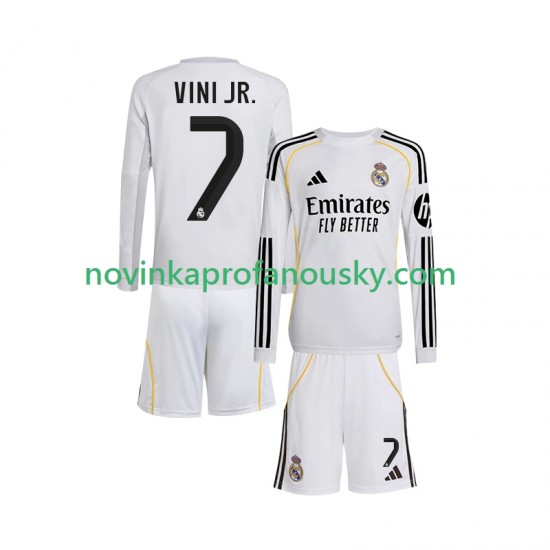 Real Madrid Dres Vinicius Junior 7 Domácí Fotbalové Dresy pro Děti 2025-2026 Dlouhý rukáv