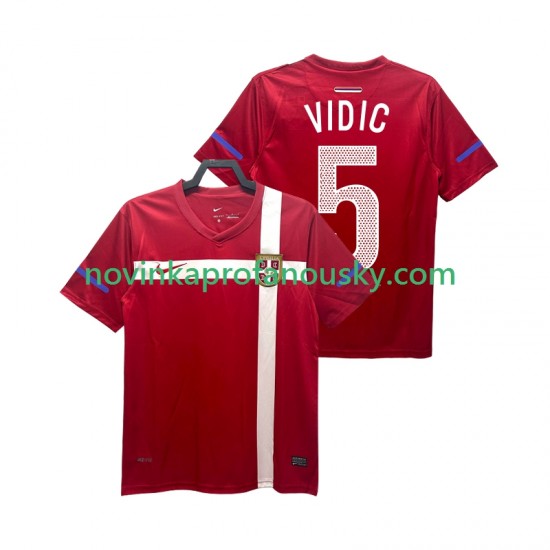 Srbsko Dres VIDIC 5 Retro Domácí Fotbalové Dresy pro Muže 2010 Krátký rukáv