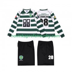 Sporting CP Dres Cristiano Ronaldo 28 2001 2003 Retro Domácí Fotbalové Dresy pro Děti Dlouhý rukáv