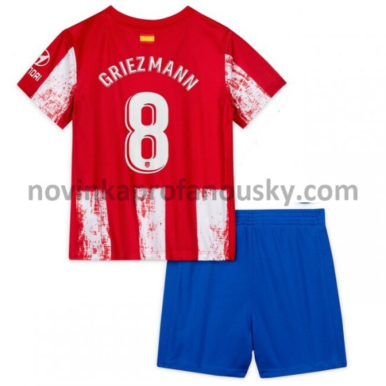 Atlético Madrid Dres Antoine Griezmann 8 Domácí Fotbalové Dresy pro Děti 2021-2022