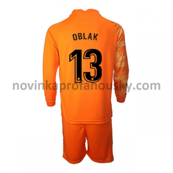 Atlético Madrid Dres Brankářské Jan Oblak 13 Domácí Fotbalové Dresy pro Děti 2021-2022 Dlouhý Rukáv