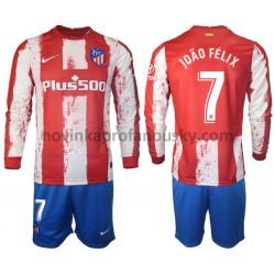 Atlético Madrid Dres Joao Felix 7 Domácí Fotbalové Dresy pro Děti 2021-2022 Dlouhý Rukáv