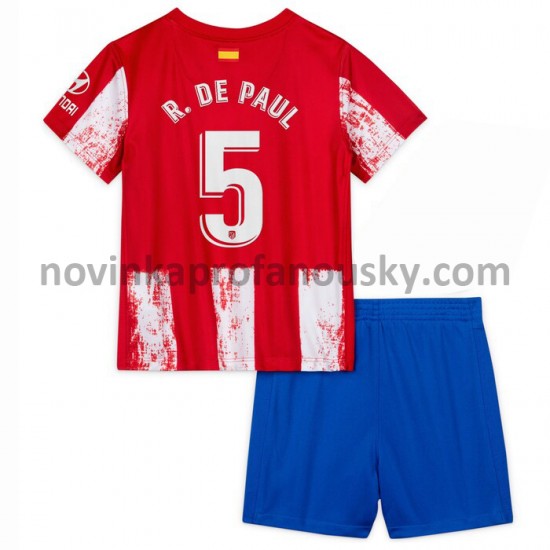Atlético Madrid Dres Rodrigo De Paul 5 Domácí Fotbalové Dresy pro Děti 2021-2022