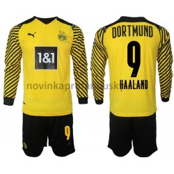 Borussia Dortmund Dres Haaland 9 Domácí Fotbalové Dresy pro Děti 2021-2022 Dlouhý Rukáv