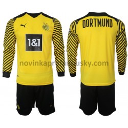 Borussia Dortmund Dres Domácí Fotbalové Dresy pro Děti 2021-2022 Dlouhý Rukáv