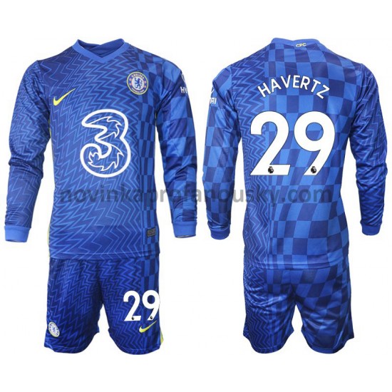 Chelsea Dres Havertz 29 Domácí Fotbalové Dresy pro Děti 2021-2022 Dlouhý Rukáv