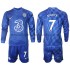 Chelsea Dres Kante 7 Domácí Fotbalové Dresy pro Děti 2021-2022 Dlouhý Rukáv