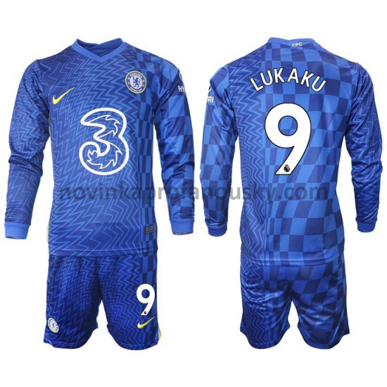 Chelsea Dres LUKAKU 9 Domácí Fotbalové Dresy pro Děti 2021-2022 Dlouhý Rukáv