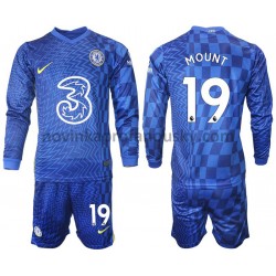 Chelsea Dres Mount 19 Domácí Fotbalové Dresy pro Děti 2021-2022 Dlouhý Rukáv