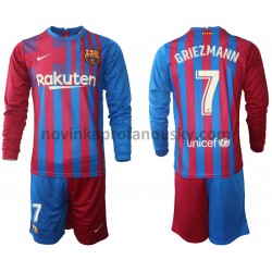 FC Barcelona Dres Antoine Griezmann 7 Domácí Fotbalové Dresy pro Děti 2021-2022 Dlouhý Rukáv