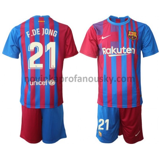 FC Barcelona Dres Frenkie de Jong 21 Domácí Fotbalové Dresy pro Děti 2021-2022
