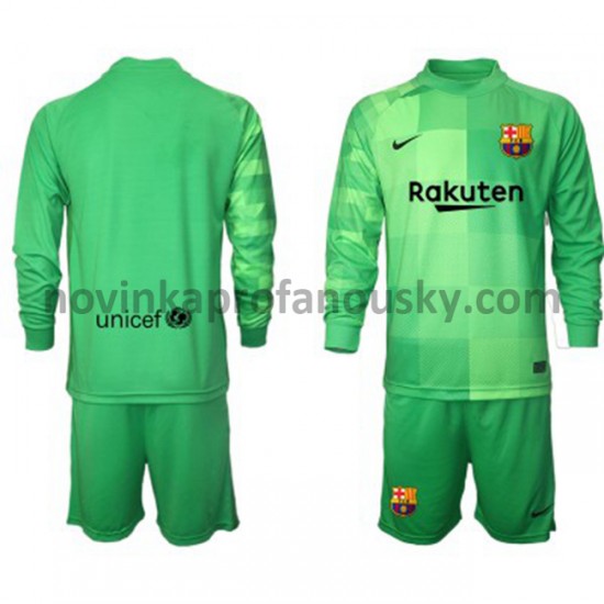 FC Barcelona Dres Brankářské Alternativní Fotbalové Dresy pro Děti 2021-2022 Dlouhý Rukáv